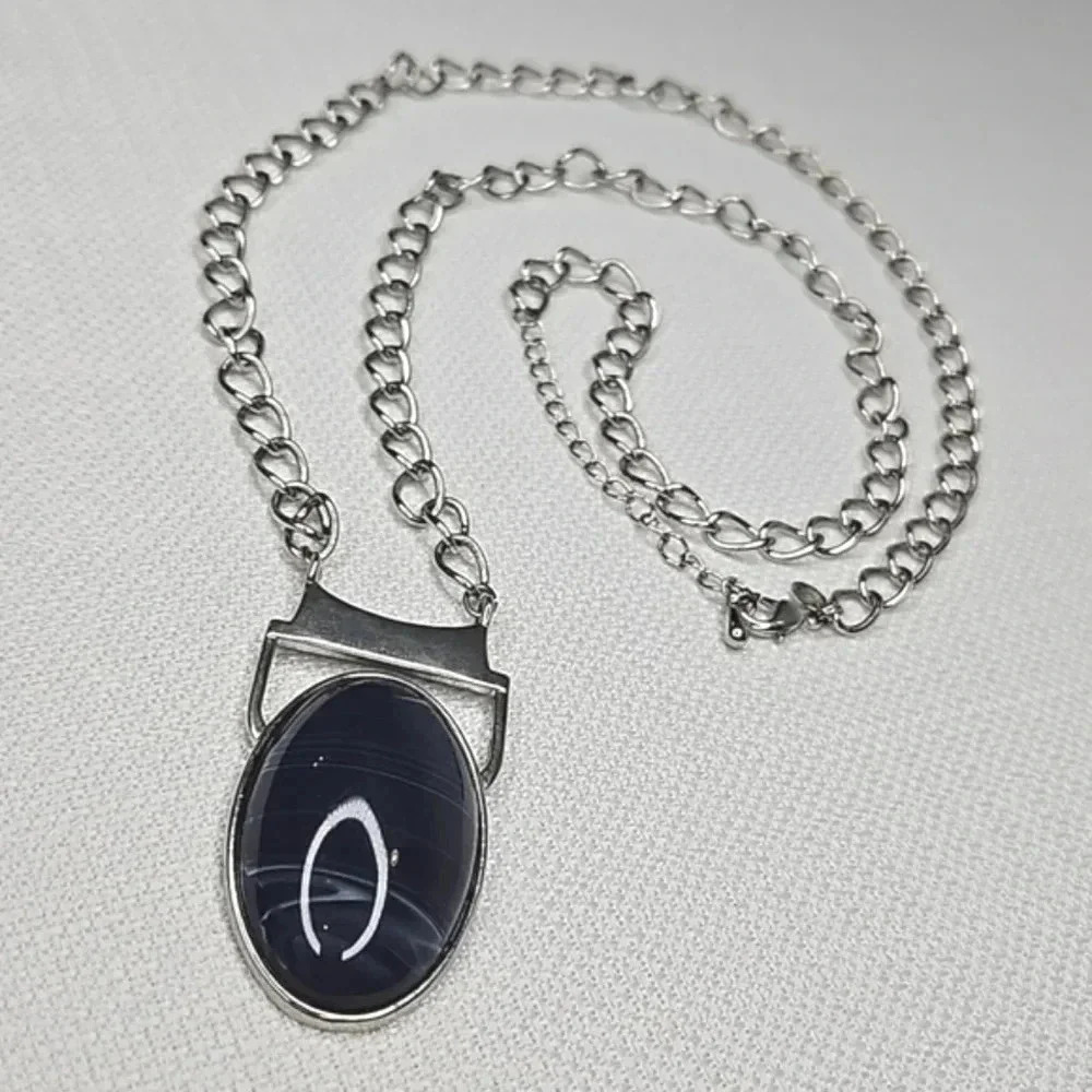 Lia Sophia Silver Chain Deep Purple Long Pendant Necklace